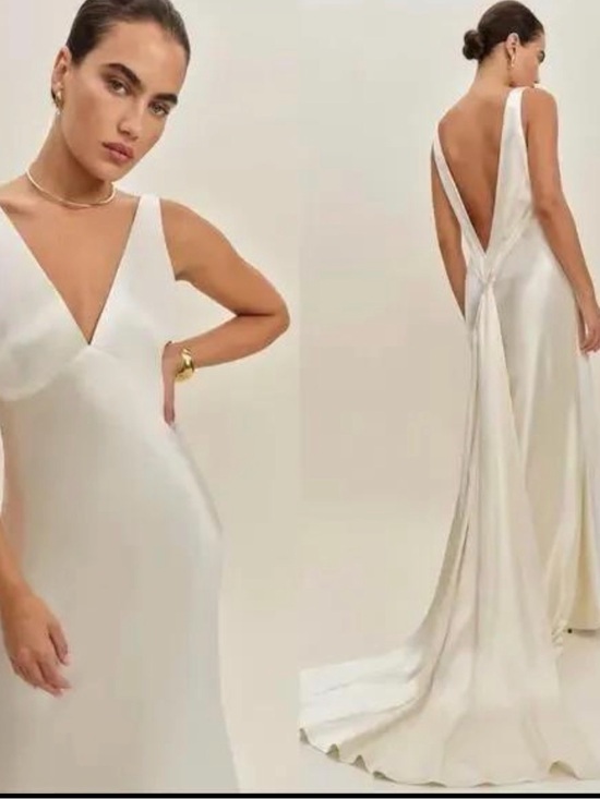 Reformation Dresses & Skirts - NWT Reformation Margot Silk Dress Ivory Size 6 Bridal Wedding Gown